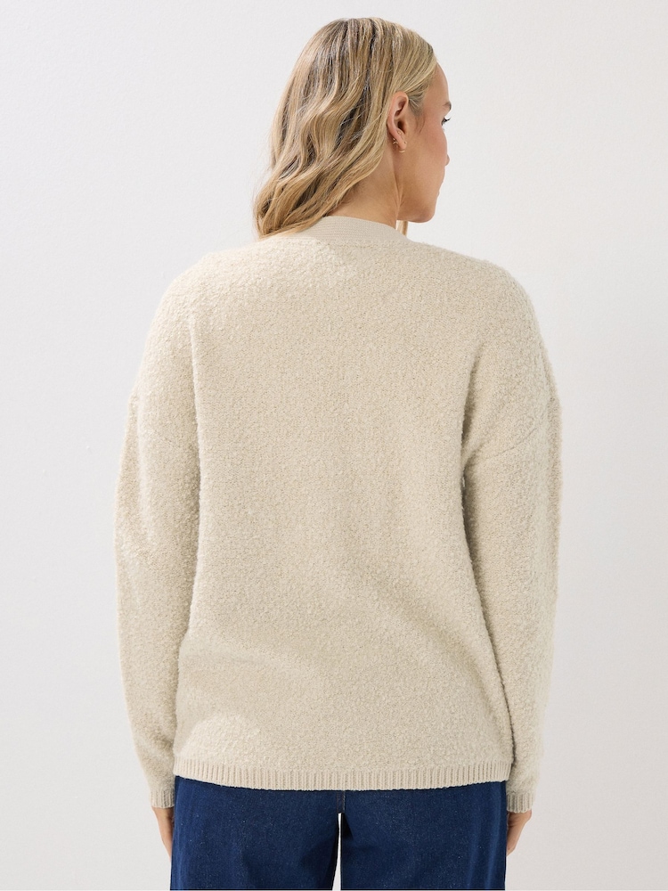 Long Tall Sally Cream Boucle Cardigan - Image 2 of 5 Long Tall Sally Cream Boucle Cardigan - Image 2 of 5