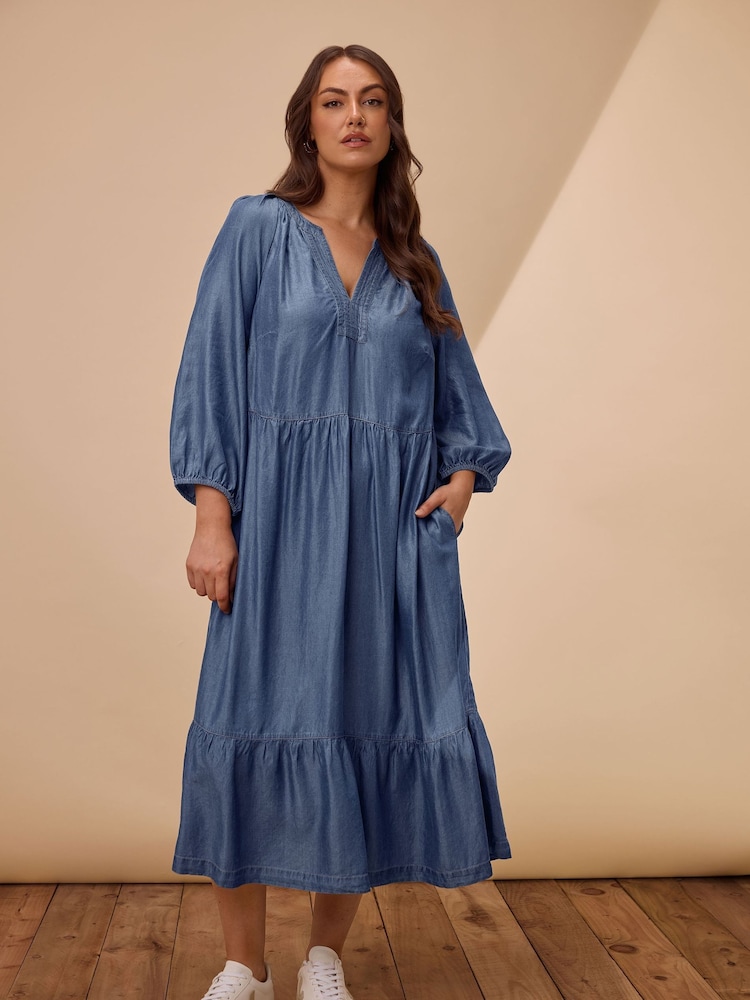 Evans Blue Lyocell Denim Dress - Image 1 of 2