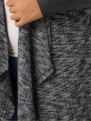 Yours Curve Grey Luxury Ribbed PU Sleeve Cardigan - Image 4 of 5