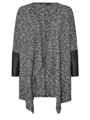 Yours Curve Grey Luxury Ribbed PU Sleeve Cardigan - Image 5 of 5