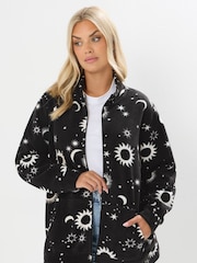Yours Curve Black Zip Through Fleece - Image 1 of 5