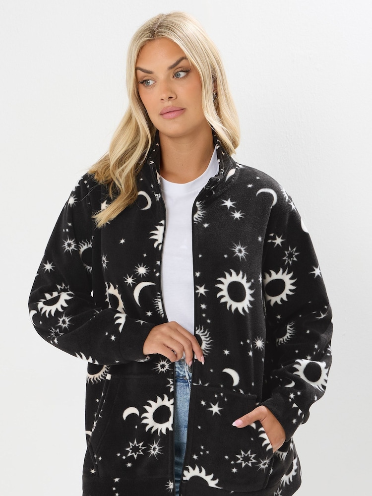 Yours Curve Black Zip Through Fleece - Image 1 of 5