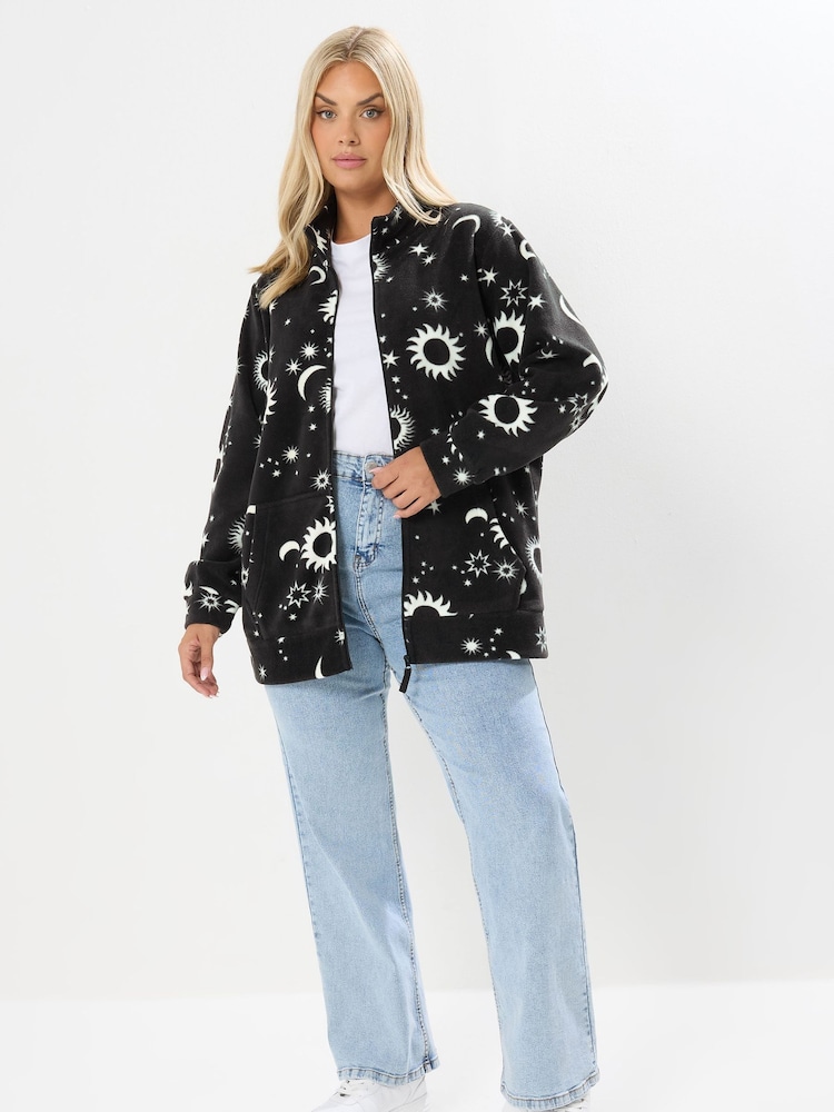 Yours Curve Black Zip Through Fleece - Image 2 of 5