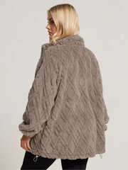 Yours Curve Brown Texture Zip Through Jacket - Image 3 of 5