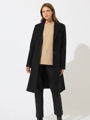 M&Co Black Single Breasted Crombie Coat - Image 1 of 5