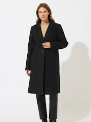 M&Co Black Single Breasted Crombie Coat - Image 2 of 5