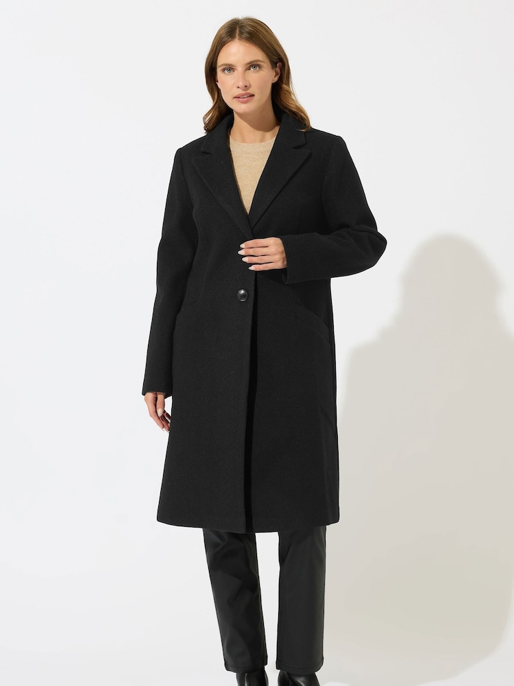 M&Co Black Single Breasted Crombie Coat - Image 2 of 5
