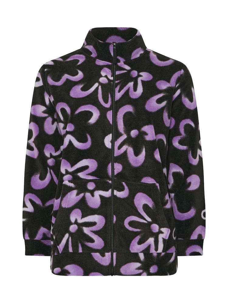 Yours Curve Black Zip Through Fleece - Image 5 of 5