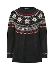 Yours Curve Black Novelty Fairisle Jumper - Image 5 of 5