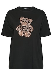 Yours Curve Relaxed Sequin T-Shirt - Imagem 5 de 5