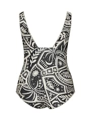 Yours Curve Black Postcard Blanket Stitch Swimsuit - Image 6 of 6