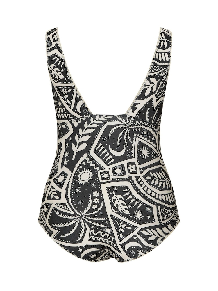 Yours Curve Black Postcard Blanket Stitch Swimsuit - Image 6 of 6 Yours Curve Black Postcard Blanket Stitch Swimsuit - Image 6 of 6