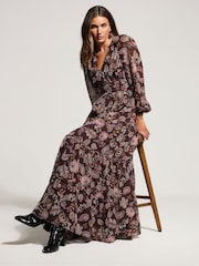 Long Tall Sally Brown Paisley Georgette Maxi Dress - Image 3 of 5