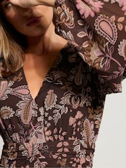 Long Tall Sally Brown Paisley Georgette Maxi Dress - Image 4 of 5