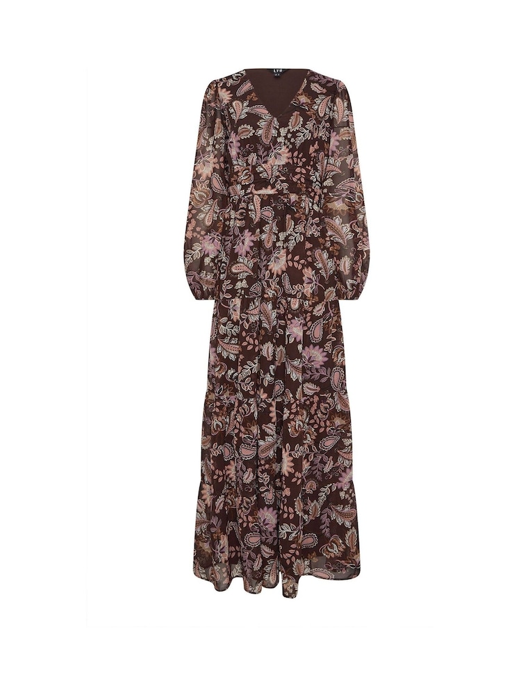 Long Tall Sally Brown Paisley Georgette Maxi Dress - Image 5 of 5