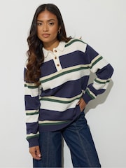 PixieGirl Petite Blue Stripe Rugby Jumper - Image 1 of 5