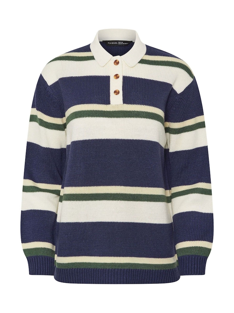 PixieGirl Petite Blue Stripe Rugby Jumper - Image 5 of 5