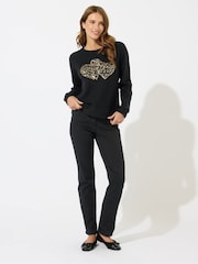 M&Co Black Sequin Heart Jumper - Image 1 of 5