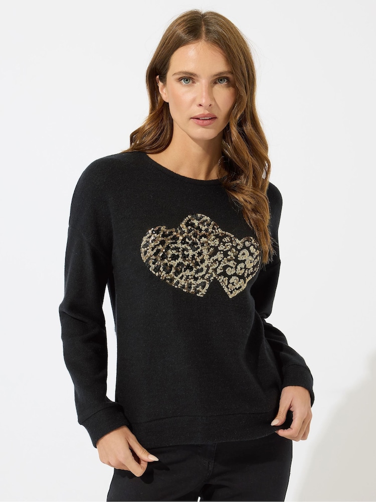 M&Co Black Sequin Heart Jumper - Image 2 of 5