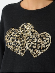 M&Co Black Sequin Heart Jumper - Image 4 of 5
