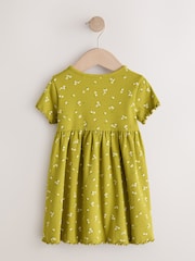 Olivno zelena - Rebrasta obleka s kratkimi rokavi (3mes-7let) - Slika 2 iz 4