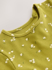 Verde măsliniu - Rochie cu mânecă scurtă și nervuri (3luni -7ani) - Imaginea 7 din 8