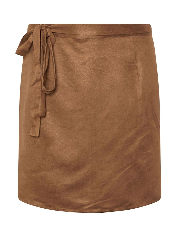 Yours Curve Brown Mini Suede Wrap Skirt - Image 6 of 6 Yours Curve Brown Mini Suede Wrap Skirt - Image 6 of 6