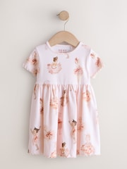 Pink Ballerina Short Sleeve Ribbed Dress (3mths-7yrs) - Image 1 of 4