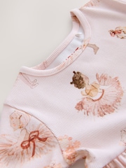 Pink Ballerina Short Sleeve Ribbed Dress (3mths-7yrs) - Image 4 of 4