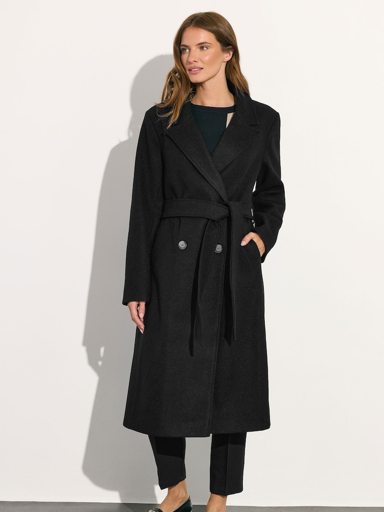أسود - M&Co Wrap Coat - صورة 1 من 5