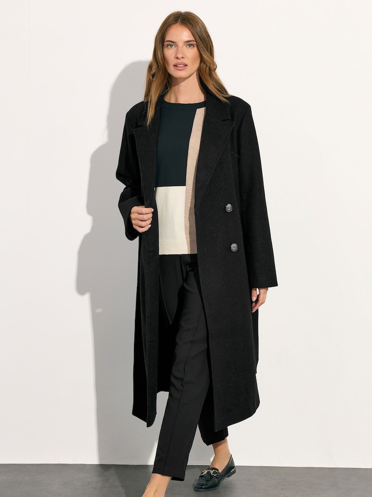 أسود - M&Co Wrap Coat - صورة 2 من 5