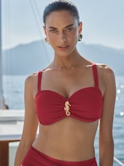 Love & Roses Bright Pink Seahorse Trim Bikini Top - Image 4 of 5