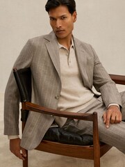 Atelier Mocha Brown Montepuliciano Atelier Wool Pinstripe Tailored-Fit Suit Trousers - Image 3 of 7