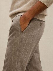 Atelier Mocha Brown Montepuliciano Atelier Wool Pinstripe Tailored-Fit Suit Trousers - Image 4 of 7