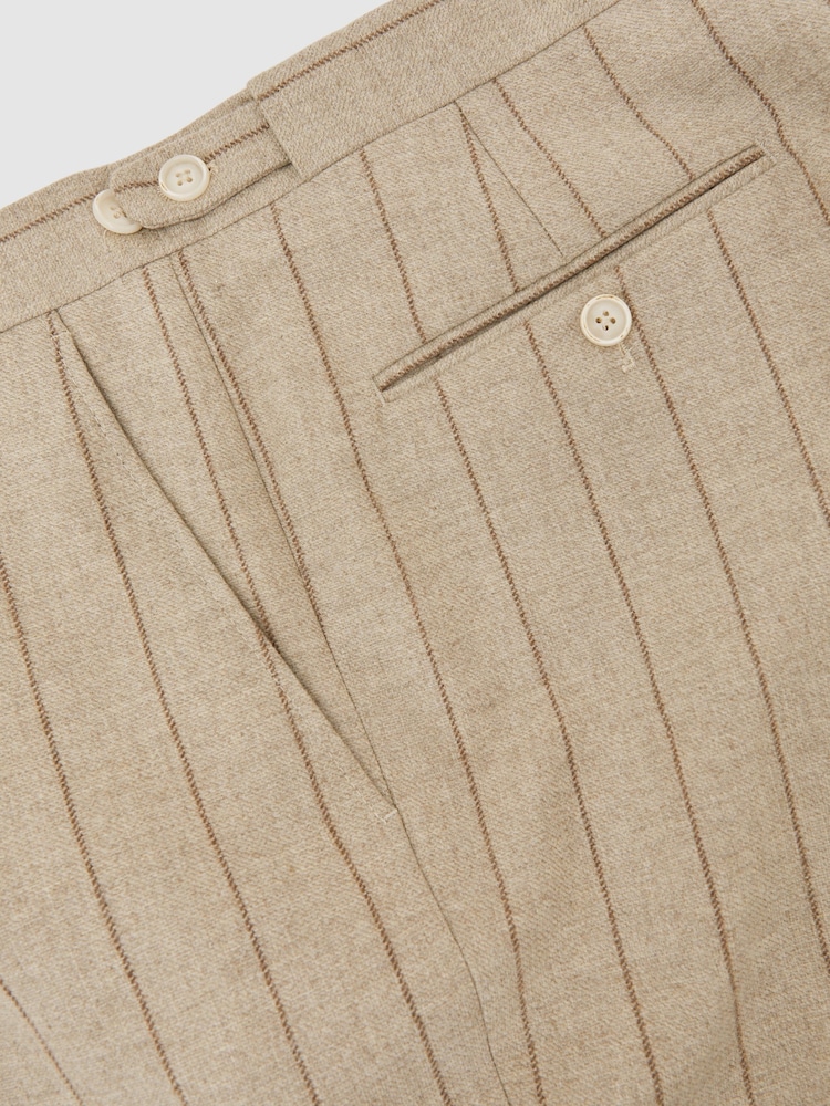 Atelier Mocha Brown Montepuliciano Atelier Wool Pinstripe Tailored-Fit Suit Trousers - Image 7 of 7