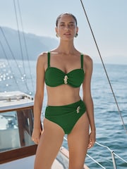 Vert vif - Bas de bikini taille haute Love & Roses imprimé hippocampe - Image 3 de 4