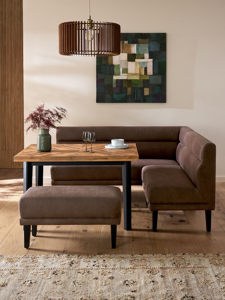 Brown Monza Faux Leather Peppercorn Bronx Set of Benches - Image 1 of 8