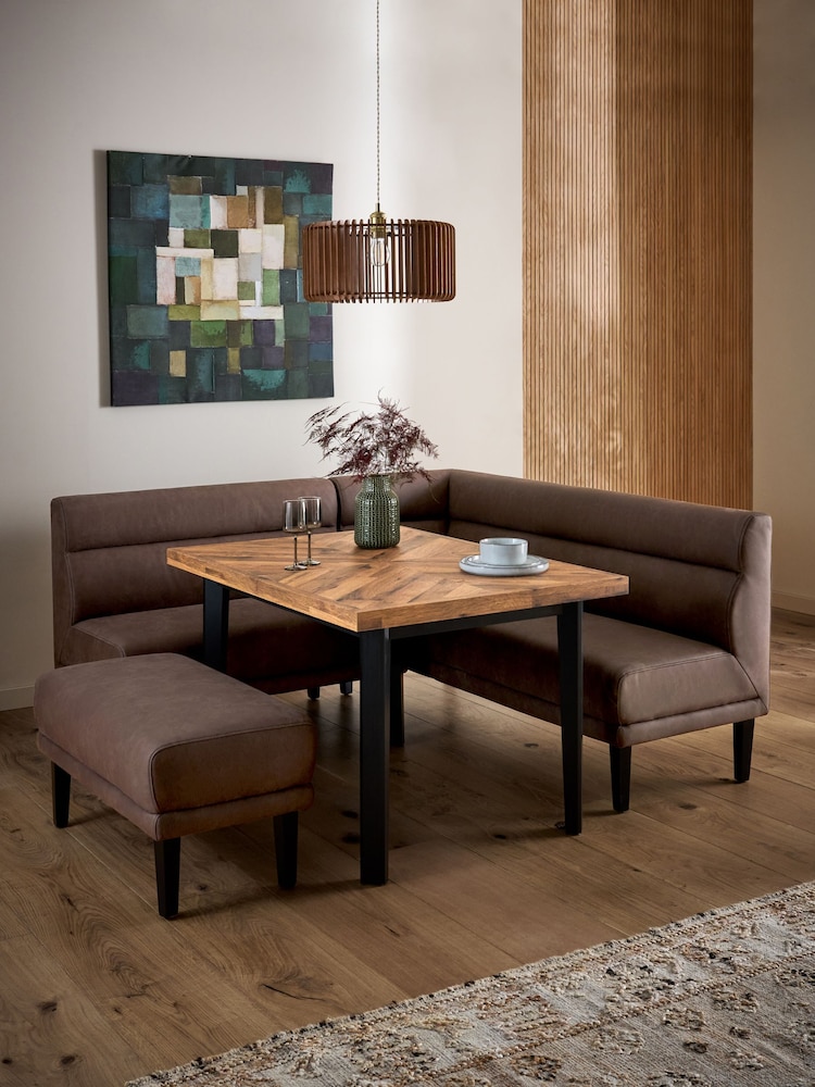 Brown Monza Faux Leather Peppercorn Bronx Set of Benches - Image 2 of 8