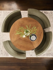 Soft Velvet Olive Green Curved Dining Bench - Image 2 of 9