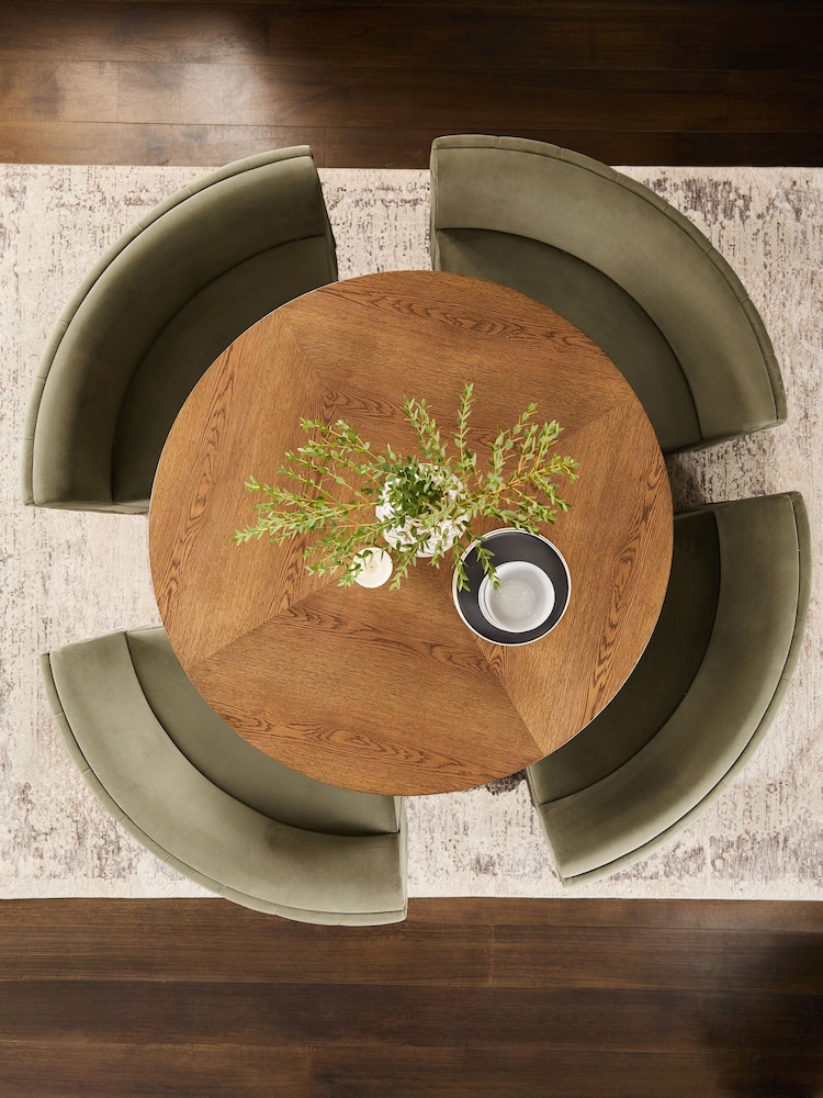 Soft Velvet Olive Green Curved Dining Bench - Image 2 of 9