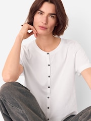 Camiseta de gola redonda com botões Whistles - Imagem 1 de 5