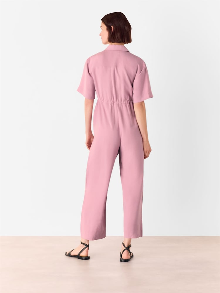 Whistles Pink Short Sleeved Utility Jumpsuit - Image 2 of 5 Whistles Pink Short Sleeved Utility Jumpsuit - Image 2 of 5