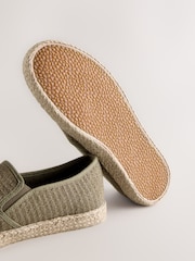 Khaki Green Textured Slip On Espadrilles - Image 4 of 6