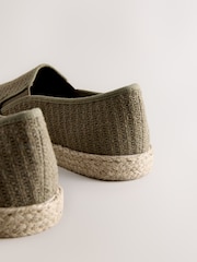 Khaki Green Textured Slip On Espadrilles - Image 5 of 6