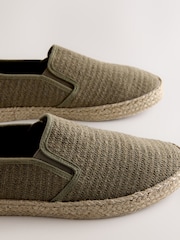 Khaki Green Textured Slip On Espadrilles - Image 6 of 6
