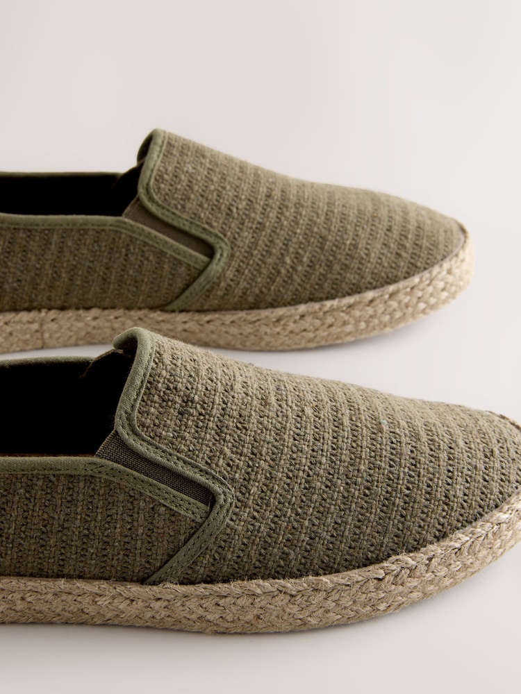 Khaki Green Textured Slip On Espadrilles - Image 6 of 6 Khaki Green Textured Slip On Espadrilles - Image 6 of 6