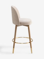 Relaxed Chenille Light Natural Dark Wood Leg Valencia Bar Stool - Image 6 of 8