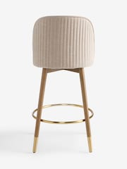 Relaxed Chenille Light Natural Dark Wood Leg Valencia Bar Stool - Image 7 of 8