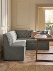 Chunky Weave Mid Grey Wolton Right Hand Corner Storage Dining Bench - Image 1 of 13