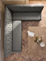 Chunky Weave Mid Grey Wolton Right Hand Corner Storage Dining Bench - Image 4 of 13